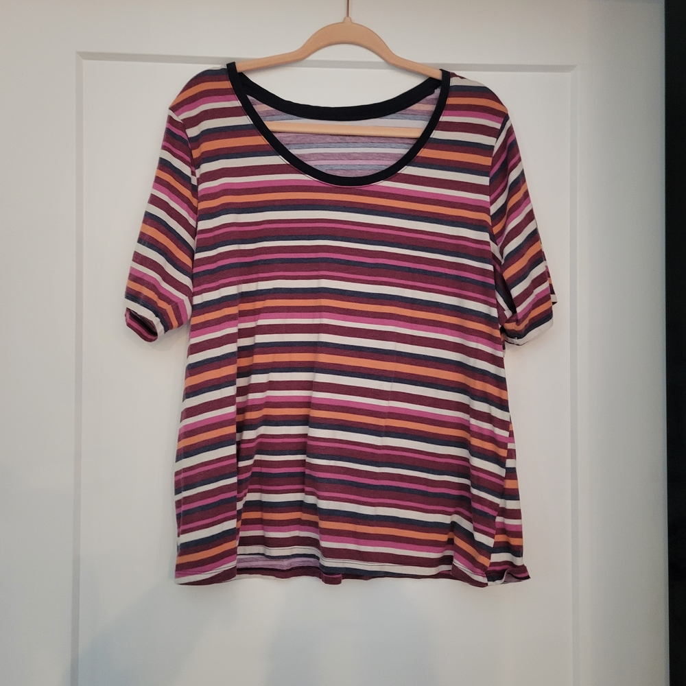Lane Bryant Multicolor Striped Short Sleeve Top